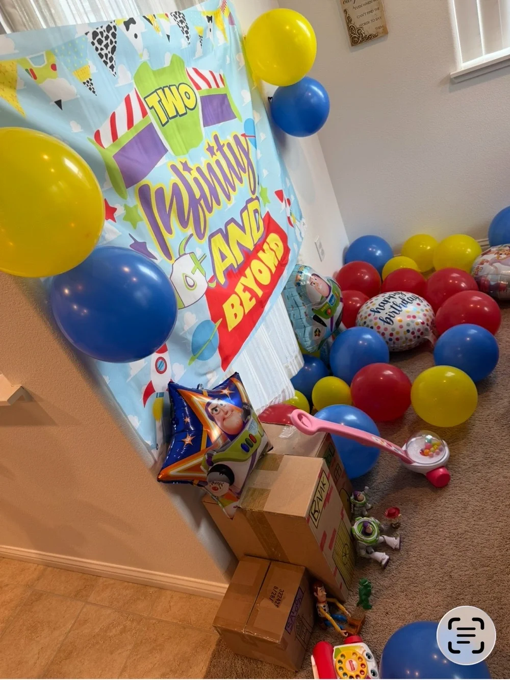 Two Infinity and Beyond Birthday Backdrop - Colorful Space Theme